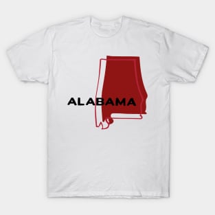 Crimson Red State of Alabama T-Shirt